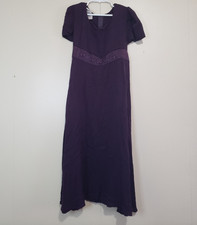 Vtg Bonnie Jean Girl 8 Party Dress Purple Floral Embroidery Long Maxi Union Made