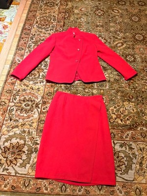 Neiman Markus Fine Red Crepe Skirt Suit--Size 6