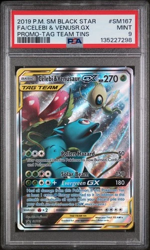Celebi & Venusaur Gx Tag Team Tins Pokemon Sm Black Star Promo SM167 PSA 9