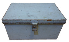 Vintage Industrial Lockable Metal Box Storage Chest Trunk Tool Table Shed DIY