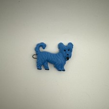 Mid Century Terrier Puppy Dog Barrette Hair Clip Blue Plastic Vtg 1950  s