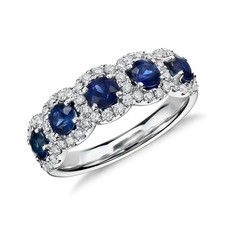 Silver-plated Sapphire Color Cubic Zirconia Band Ring  Sizes 6 - 10  