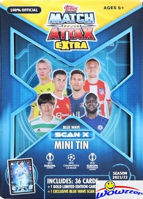 2021/22 Topps Match Attax EXTRA UEFA BLUE WAVE Mini TIN-38 Cards+1 GOLD LE
