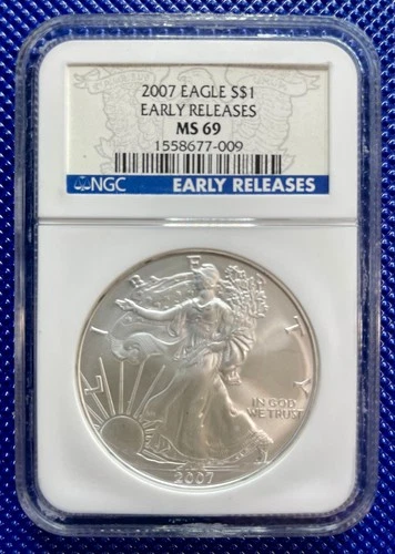 2007 ~ Silver Eagle S$1 ~ NGC MS69 ~ EARLY RELEASES ~ #1558677-009