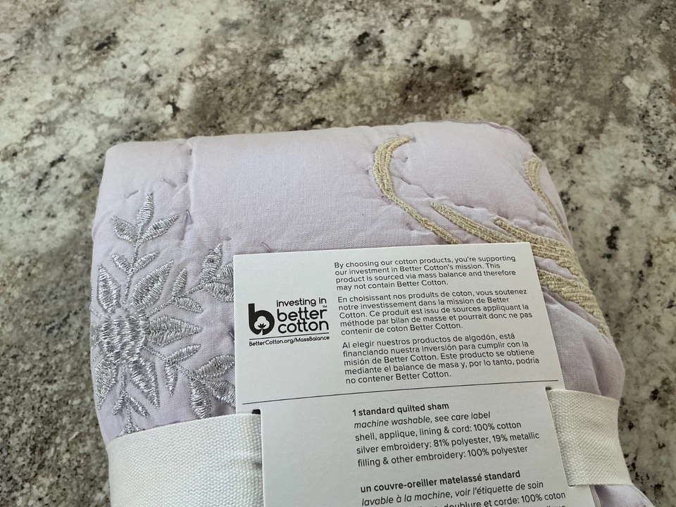 Pottery Barn kids Disney frozen enchanted Forest pillow sham lavender quilted - Image 2 of 2