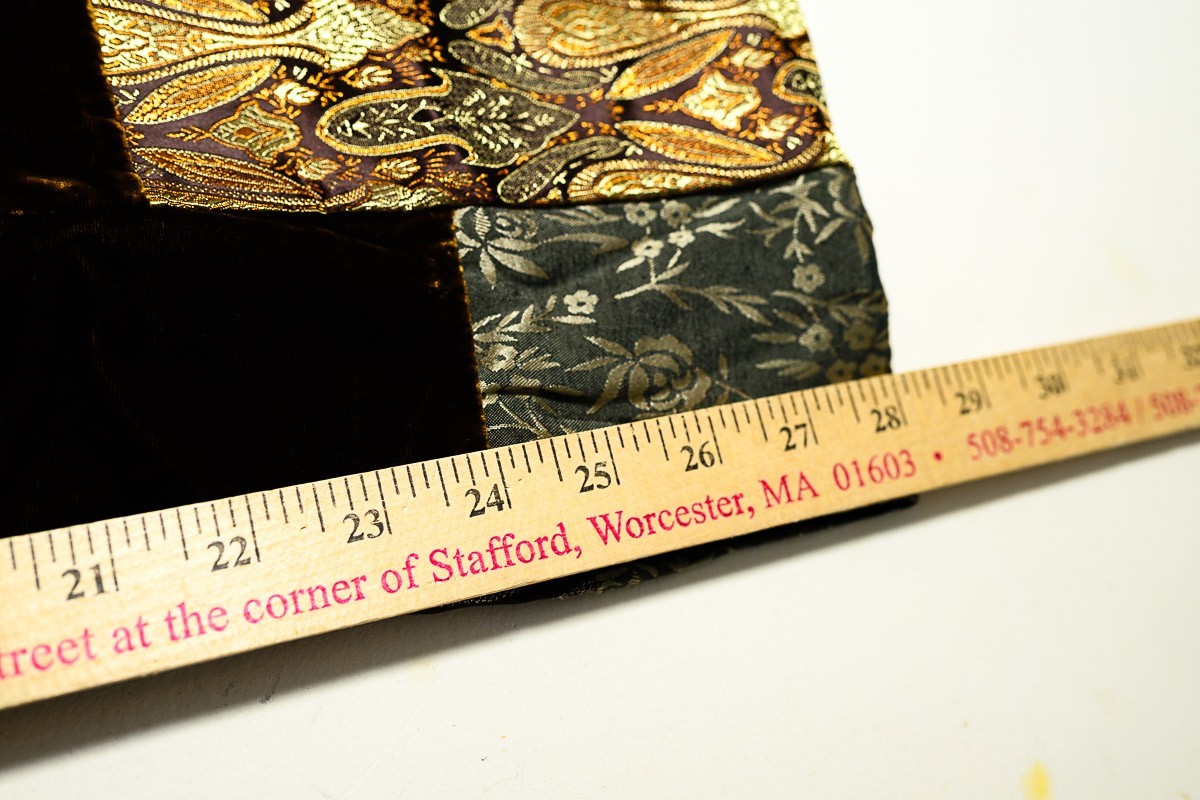 Patchwork Black velvet rectangle neck scarf 8x56"… - image 4