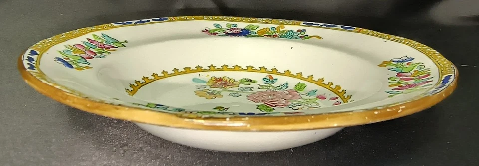 Antique Copeland Dish – Gilman Collamore – 5⅜" – Hand-Painted – Birds & Florals - Image 2 of 4