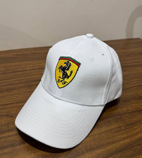 Gorra de béisbol Ferrari blanca ajustable unisex logotipo de coche gorra deportiva - nueva con etiquetas