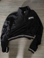 Nike Women s Cropped Quarter Zip Black Sweatshirt Size m