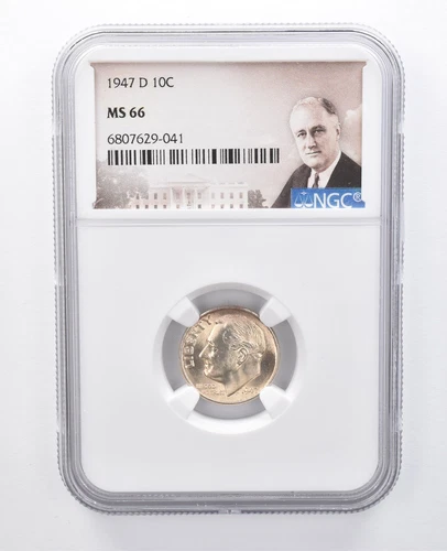 1947-D Roosevelt Dime MS66 NGC Beautiful Sheen *7955