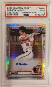 2020 Bowman Chrome Refractor Hudson Haskin Autograph RC 086/499 PSA 9 w/ Auto