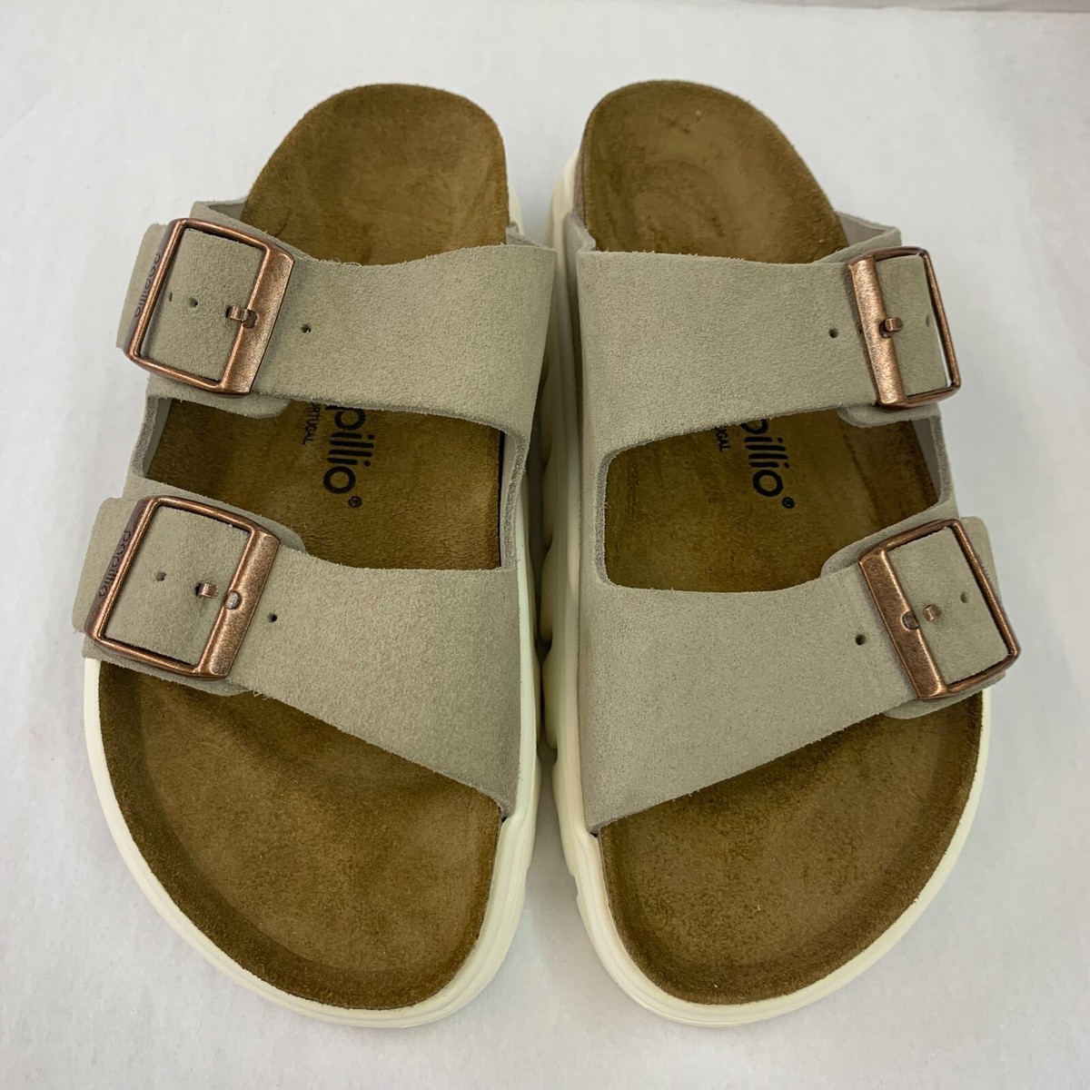 Birkenstock New w/ Box Arizona Papillio Chunky Taupe Suede Leather