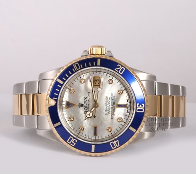 Rolex Submariner Date 16613 S/Steel 18k Gold Blue Insert-White MOP