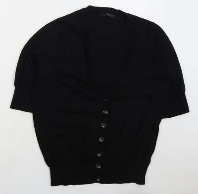 Arcadia Damen schwarz V-Ausschnitt Baumwollmischung Cardigan Größe 14
