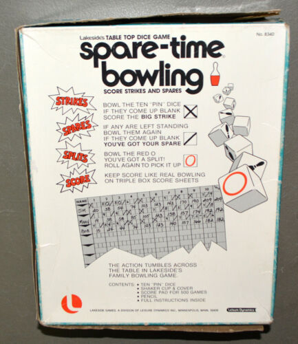 SPARE-TIME BOWLING dice game - Lakeside 1977 - COMPLETE - Picture 2 of 2