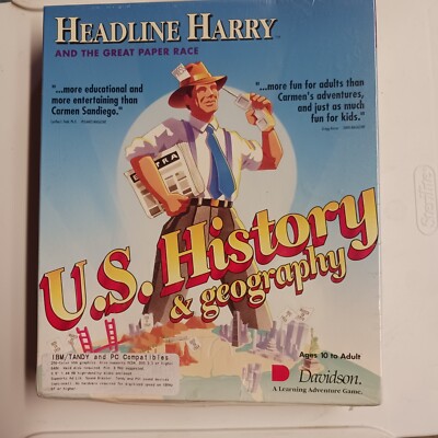 Headline Harry US History & Geography PC Game MS-DOS -  3.5 disks Rare! New!   