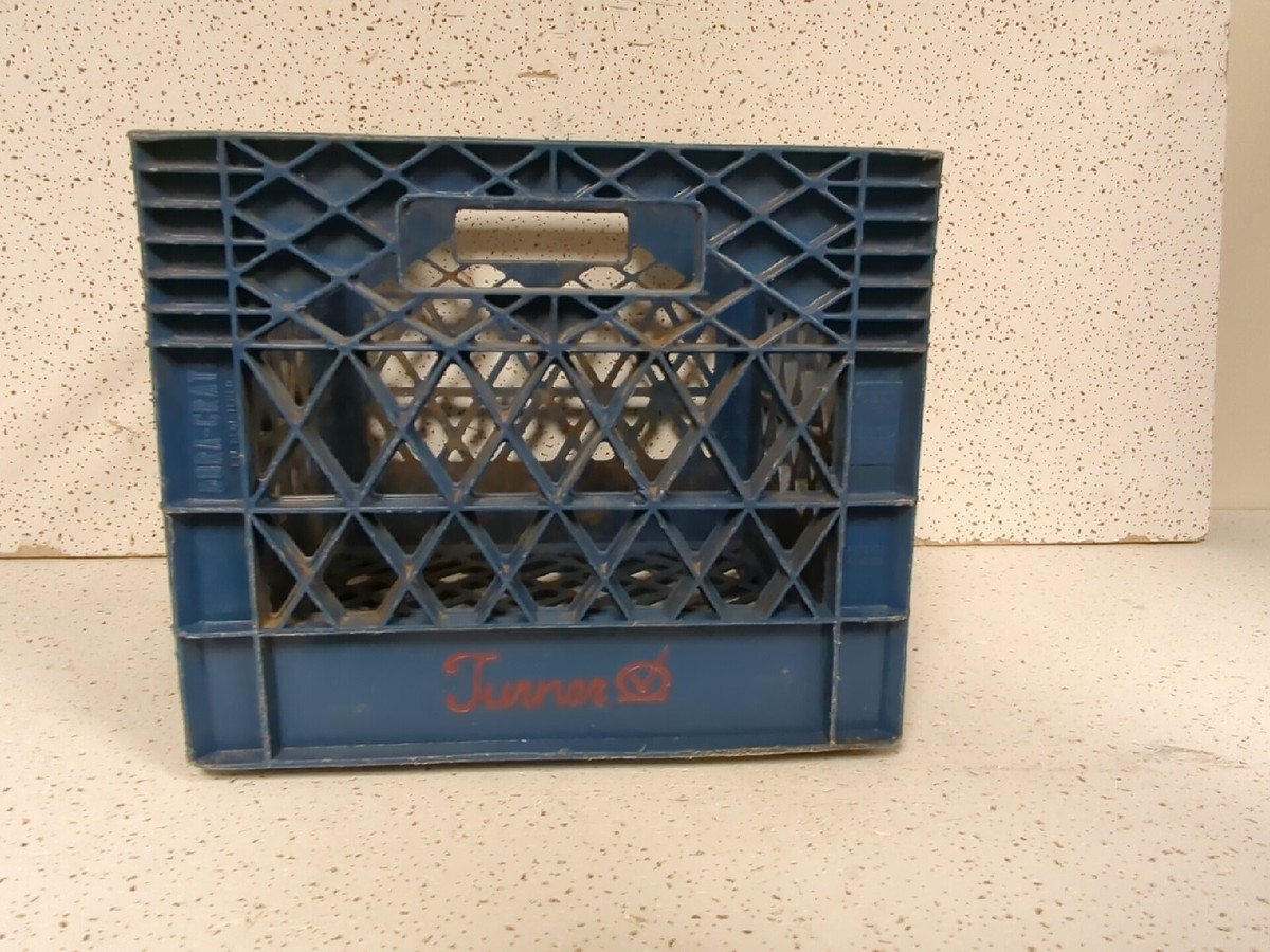 Turner Dairies Dairy Plastic Milk Crate Blue Vintage VTG Stackable