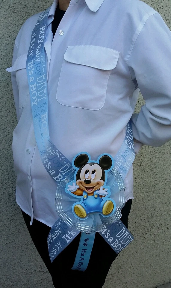 1 Baby душ ~ мама быть пояс с Микки Маус ~ синий/мальчик, лента, Favors, Niño, Saf - Изображение 2 из 4