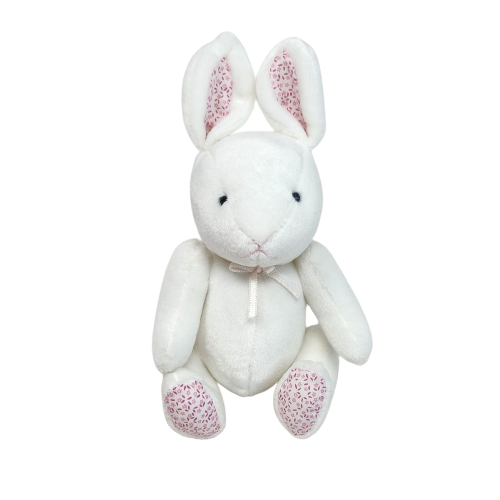 VINTAGE CARTER'S BABY WHITE + PINK BUNNY RABBIT RATTLE STUFFED ANIMAL ...