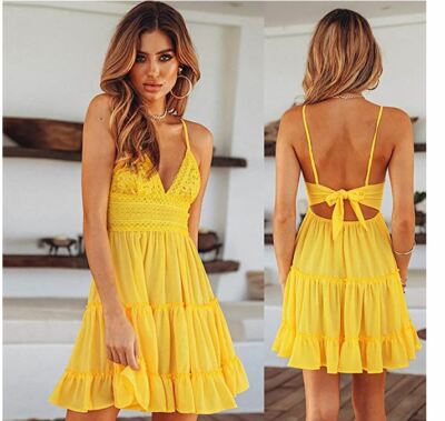lace up high low maxi dress Zapakasa Women White Lace High-Low Strapless Boho Maxi Dress with Ruffles A  Line Summer Dress main image 1