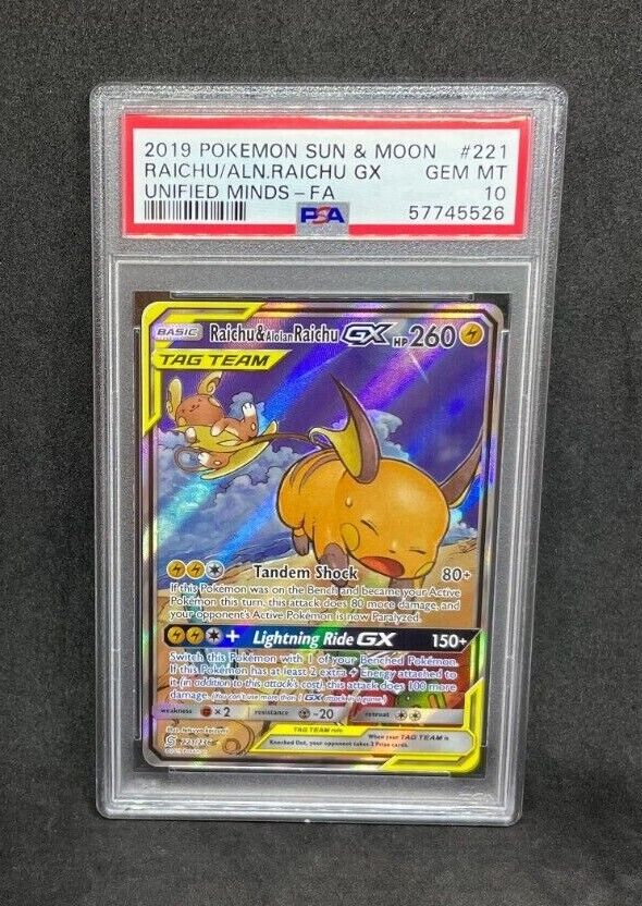 Pokemon Unified Minds Raichu & Alolan Raichu GX 221/236 Alt Pokemon Unified Minds Raichu & Alolan Raichu GX 221/236 Alt