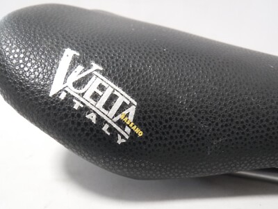 Vtg Selle Bassano Vuelta Bike Saddle Black Leather Made in Italy