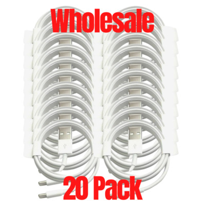 20Pack 3/6FT Bulk Lot Charger Cable For iPhone 12 11 8 7 Plus Charging Data Cord