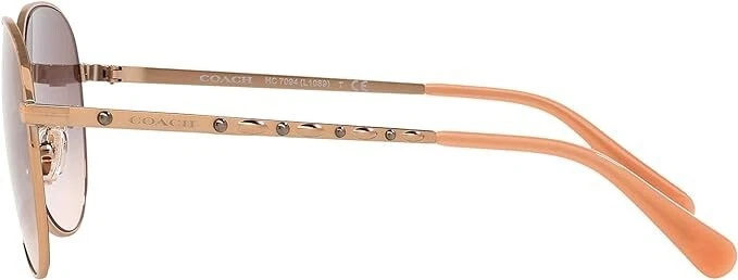 Очки солнцезащитные женские Coach HC7094 93313B авиаторские розовое золото серые градиентные линзы 60 мм - Изображение 3 из 3