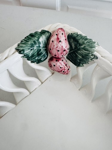 Servizio piatti vintage motivo fragola ciotole ceramica Cottagecore quadrato LEGGI - Foto 8 di 10