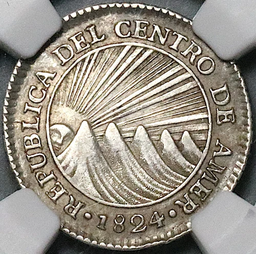 1824-NG NGC XF 40 Central American Rep 1 Real Guatemala Silver Coin (24103102C)