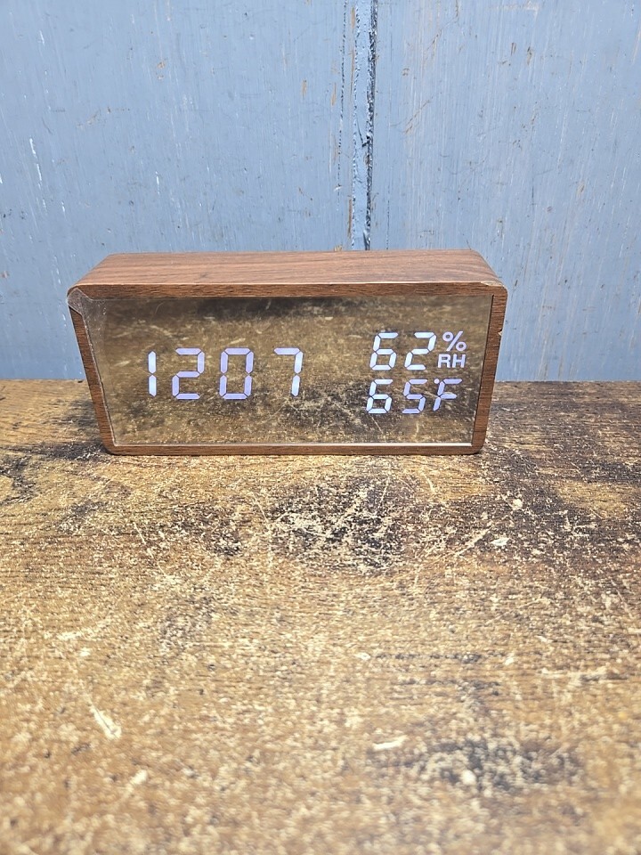 Wood mirror temperature alarm clock LED alarm clock digital display electronic