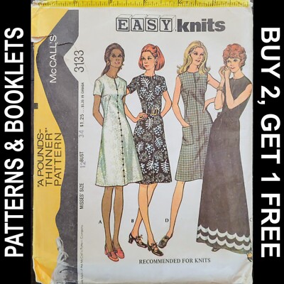 Vintage McCall's "Pounds Thinner" Knit Dress Pattern #3133 Size 12 CUT | eBay Vintage McCall's "Pounds Thinner" Knit Dress Pattern #3133 Size 12 CUT | eBay