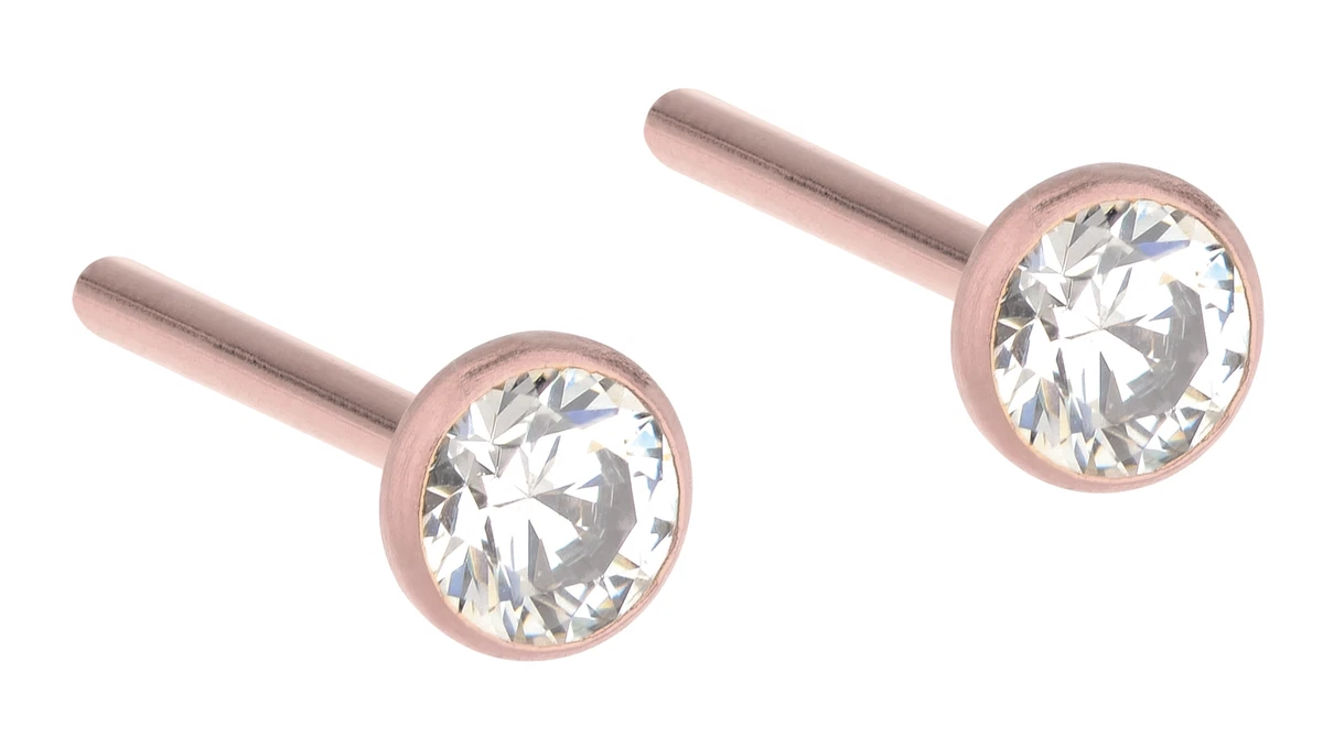 Boucles D'oreilles Pendantes Acier – Zircons Blancs Et Rose – Ebolibijoux