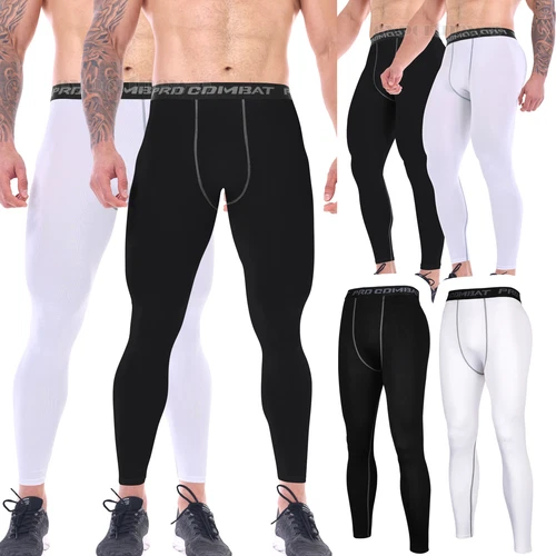 Mens Compression Base layer Thermal Skin Tights running Gym Yoga Active Pants AU - Picture 1 of 24