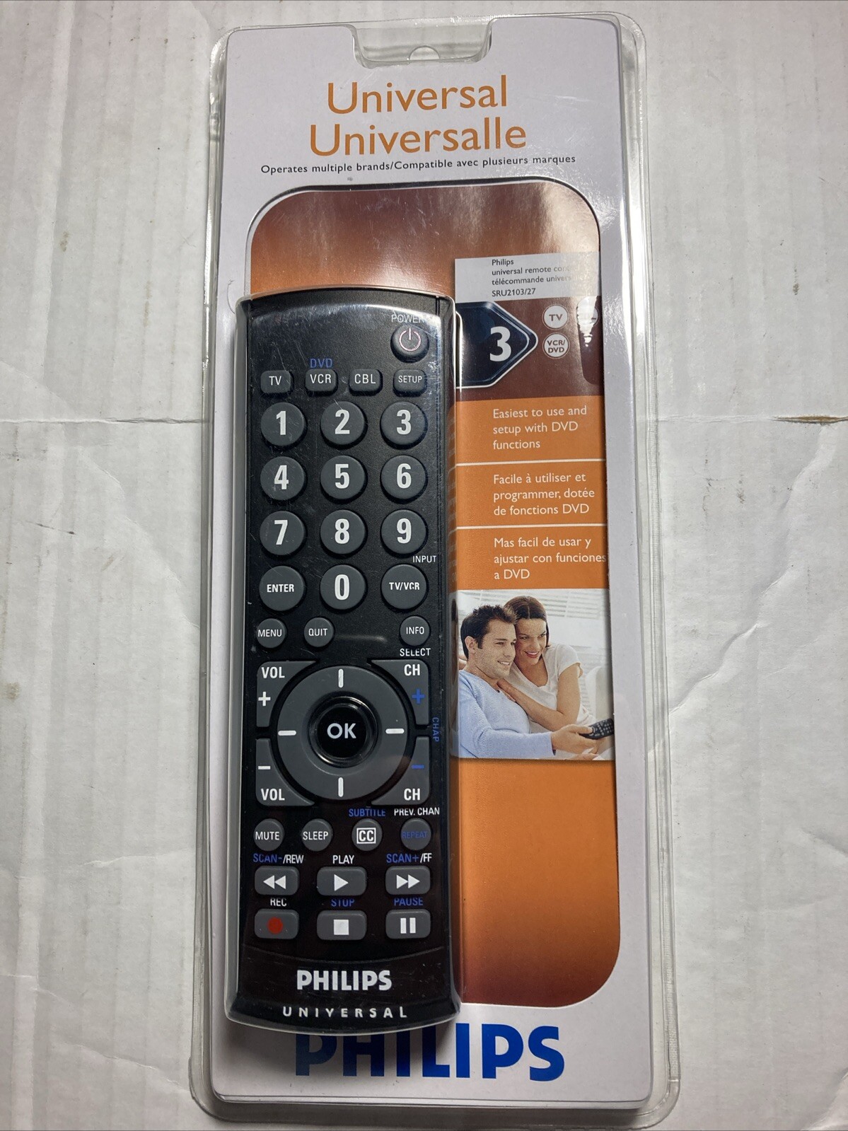 Philips SRU2103/27 Universal Remote for TV VCR DVD Cable New
