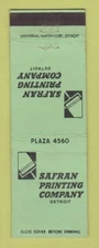 Matchbook Cover - Safran Printing Company Detroit MI
