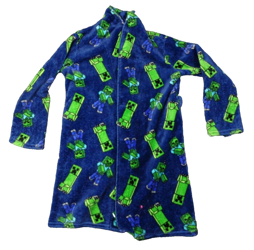 Minecraft Boys Robe Large Luxe Fleece Kids Creeper Flame Resistant Mojang - Image 4 of 4