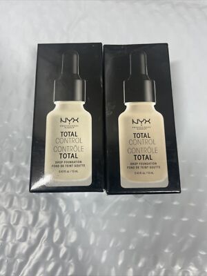 NYX Total Control Drop Foundation Alabaster # TCDF02 Lot Of 2