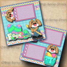 EASTER  EGGS 2 DYE FOR 2 premade scrapbook pages paper 12X12 digiscrap A0448