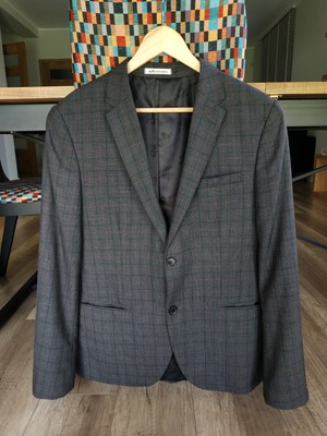 HERMES PARIS Men's Wool Checkered Blazer/Suit Jacket, s. 52 (LARGE)