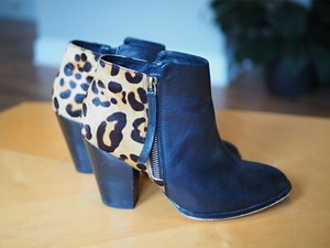 black and leopard booties