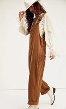 Free People Hunter Denim Overall We The Free Slouchy Adjustable Brown S NWT