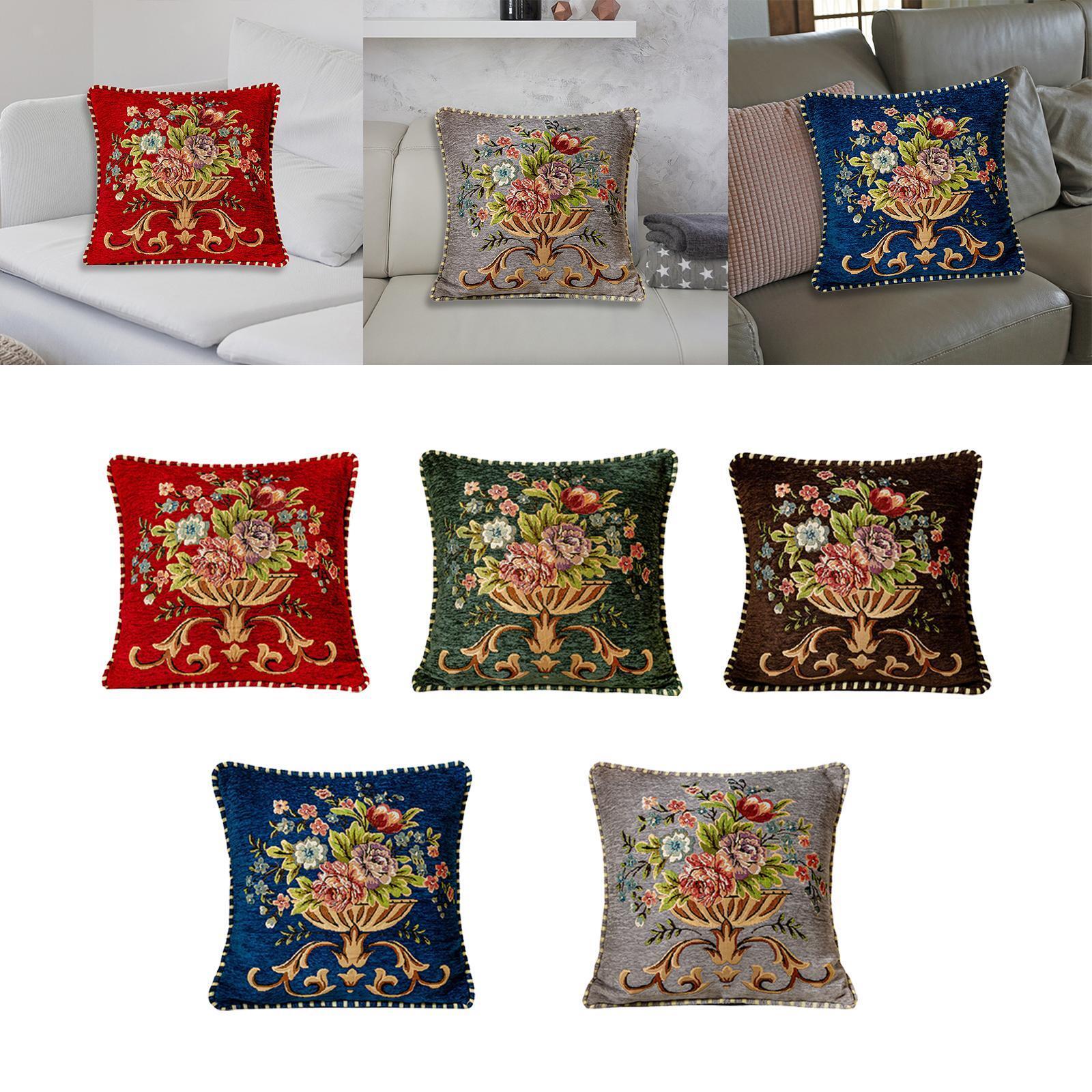 Throw Pillow Cover 48x48cm Machine Wash Pillowcase Floral Pattern for Indoor-image