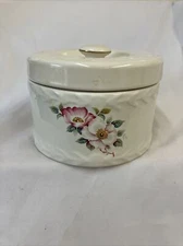Vintage HOUSE of WEBSTER "Briar Rose" Ceramic Canister 6”Wx3 3/4”H Very Good