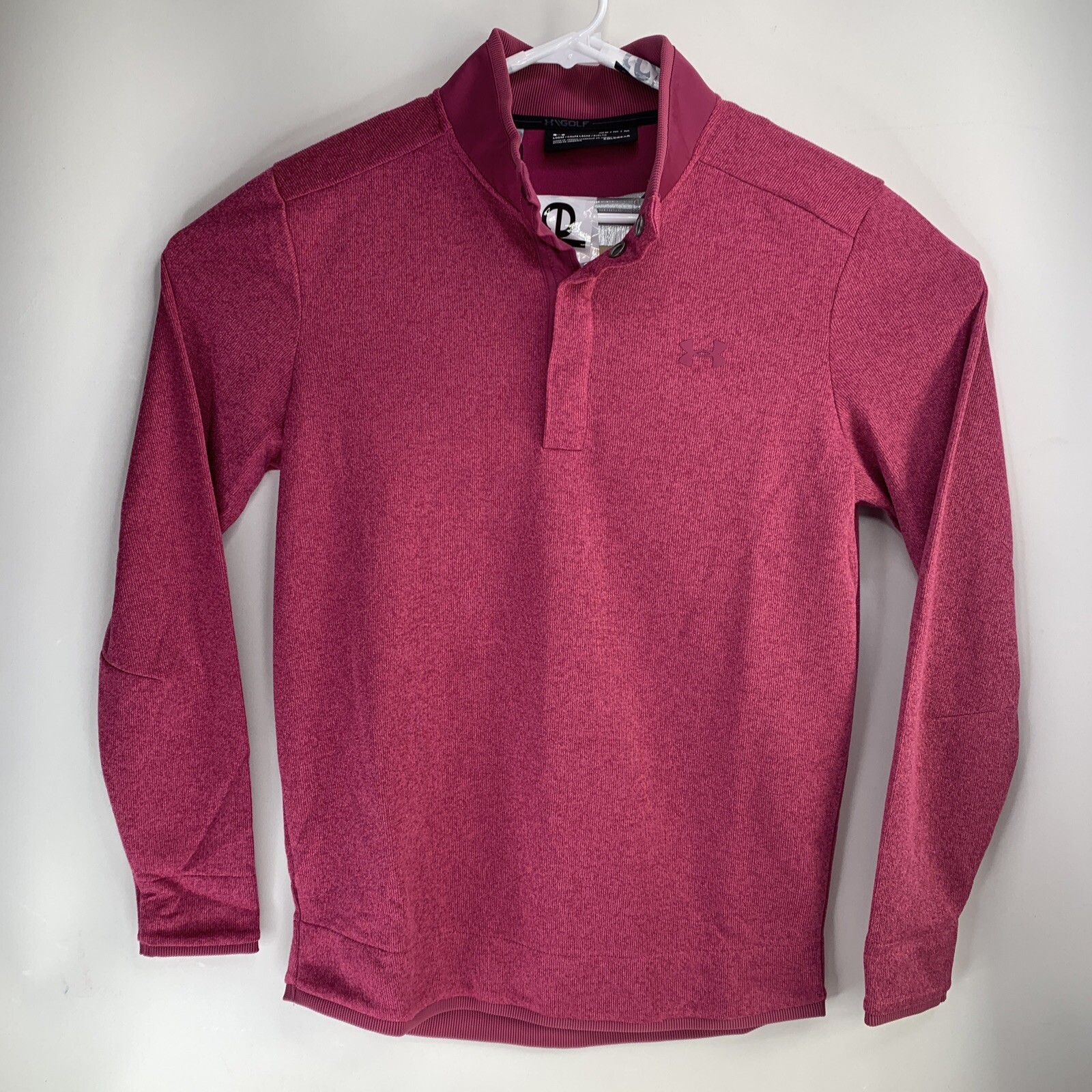 Under Armour 2xl XXL Golf Sweaterfleece Heather Snap Mock Pink 1329832