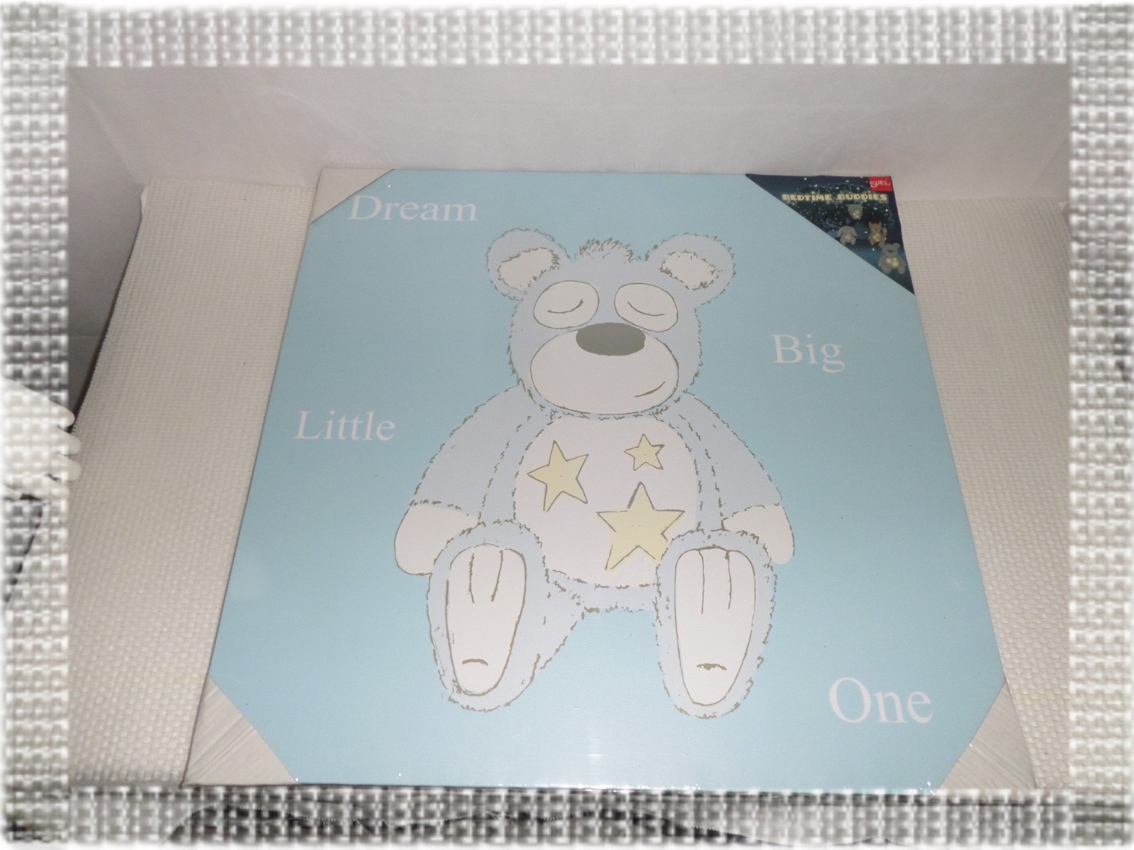Tableau toile lumineuse ours Dream Suki 50x50 cm pour chambre enfant