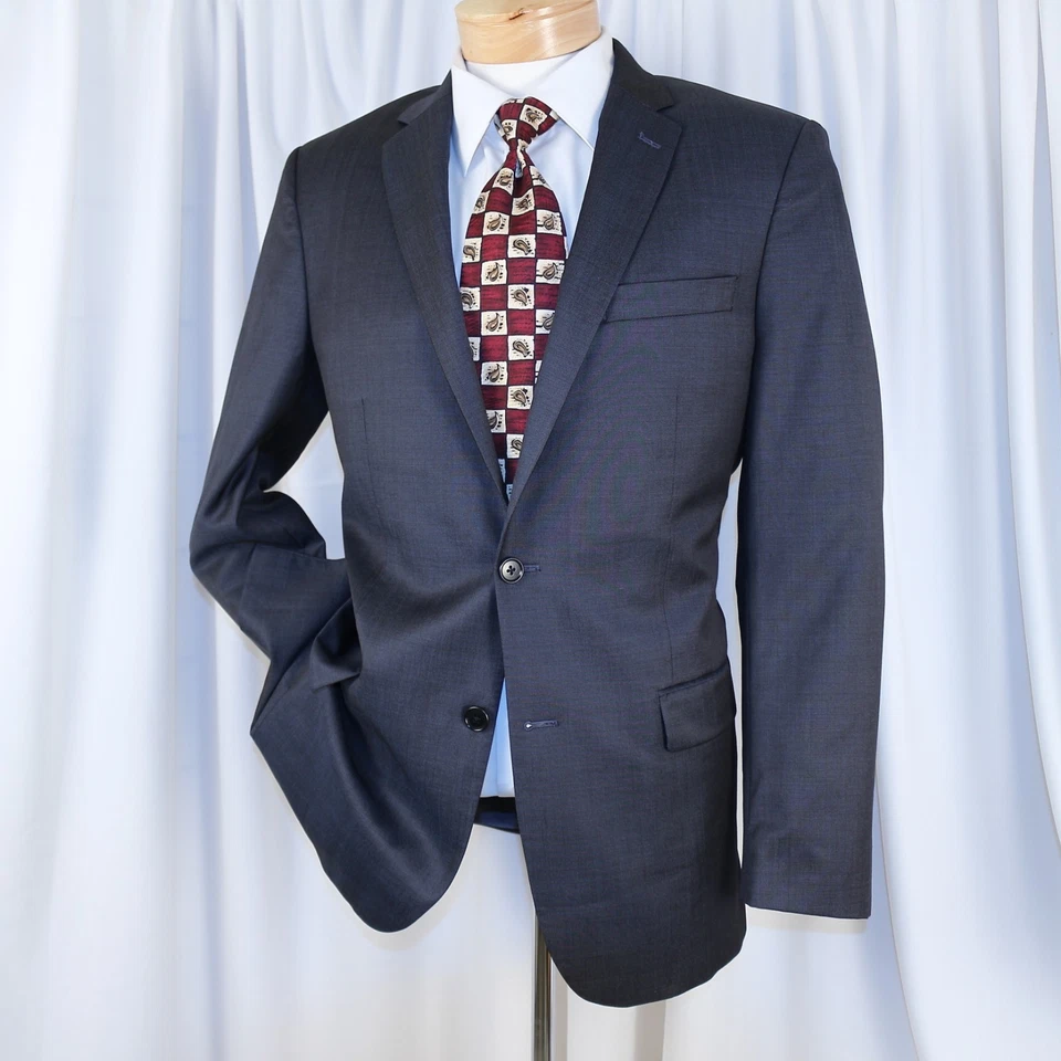 JOHN VARVATOS Nuevo Abrigo Chaqueta Hombre Azul Aqua Gris Lana 2 Botones Talla 42 L Foto 4 de 4