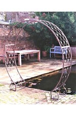 Metal Round Arch Lattice Design with Scroll Rustic Effect Rustic Garden Support