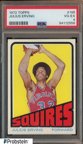 1972-73 Topps Basketball #195 Julius Erving Squires RC Rookie HOF PSA 4 VG-EX