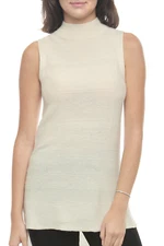 InCashmere Women's Knit Top M Medium Sleeveless 100% Cashmere Split Sides